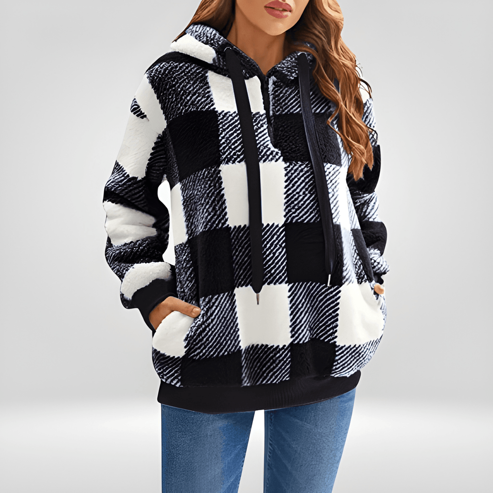 Layne - Casual cozy checkered hoodie jacket