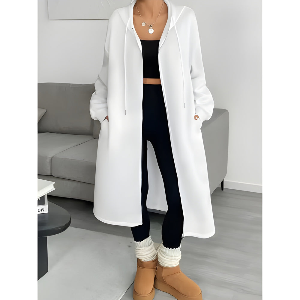 Therese - Stylish long zipper hooded jacket coat