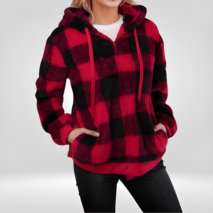 Layne - Casual cozy checkered hoodie jacket