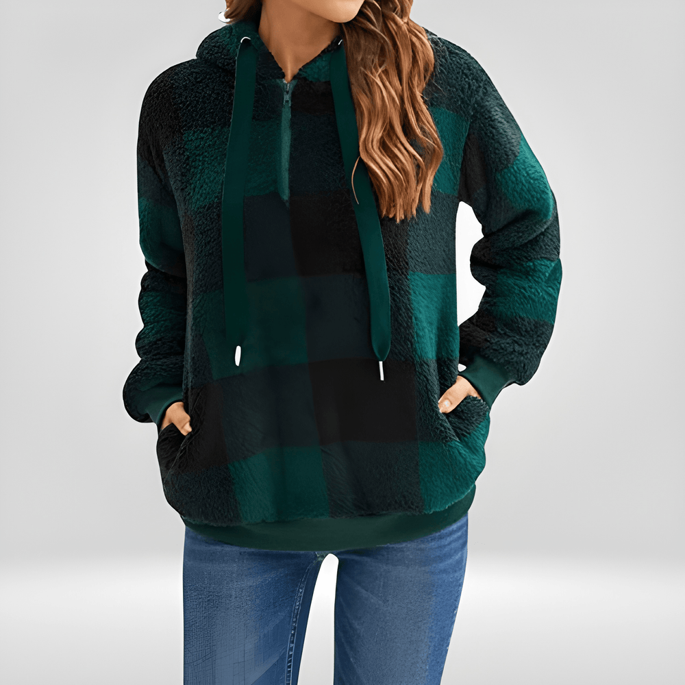 Layne - Casual cozy checkered hoodie jacket