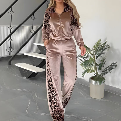Vallory - Stylish leopard print jacket and pants set