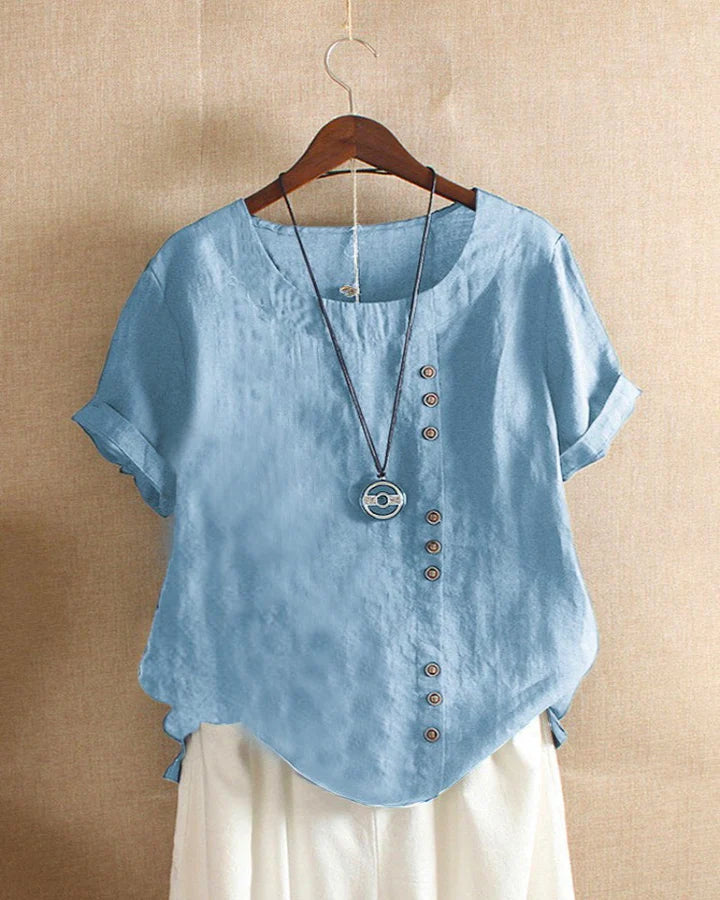 Women’s Casual Summer Shirt | Short Sleeve, Asymmetrical