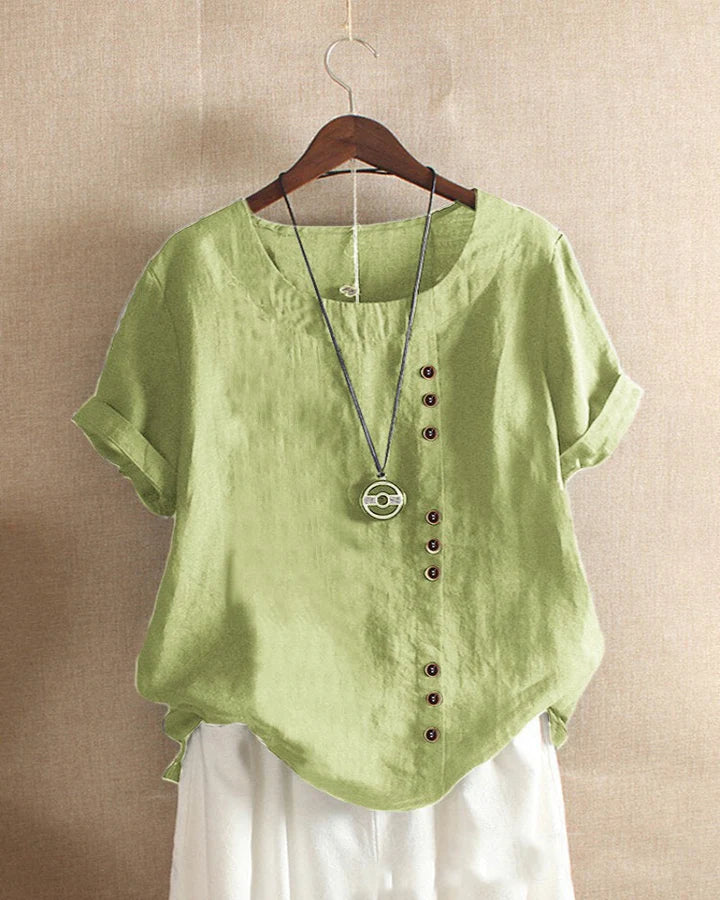 Women’s Casual Summer Shirt | Short Sleeve, Asymmetrical