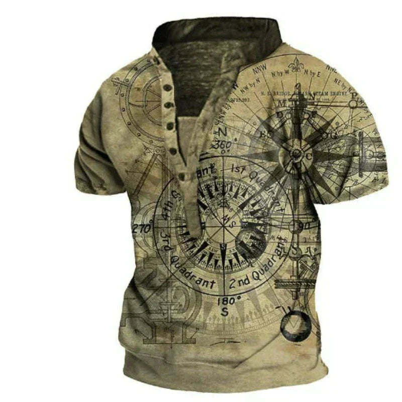 Donnelly | Men's Polo Shirt with Eye-Catching 3D Compass Design | Comfortable Fit