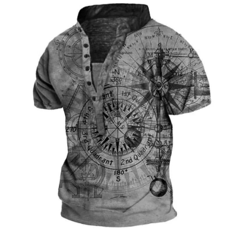 Donnelly | Men's Polo Shirt with Eye-Catching 3D Compass Design | Comfortable Fit