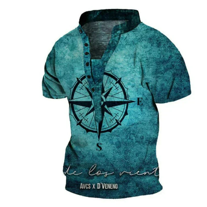 Donnelly | Men's Polo Shirt with Eye-Catching 3D Compass Design | Comfortable Fit