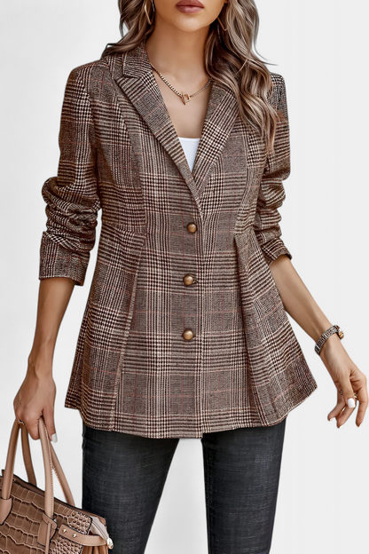 Kalani - Elegant versatile peplum plaid blazer