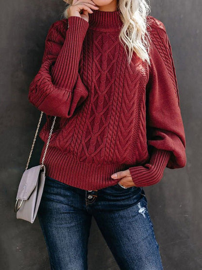 Tahlia - Elegant cable knitted mock neck sweater