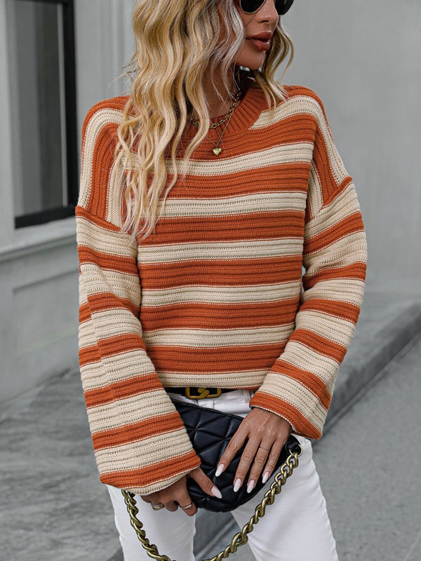 Tatiana - Elegant loose stripe warm sweater