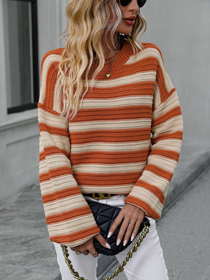 Tatiana - Elegant loose stripe warm sweater