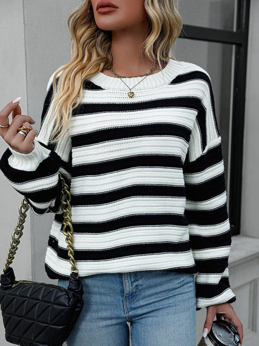 Tatiana - Elegant loose stripe warm sweater