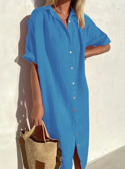 Maelynn - Casual short-sleeve buttoned dress