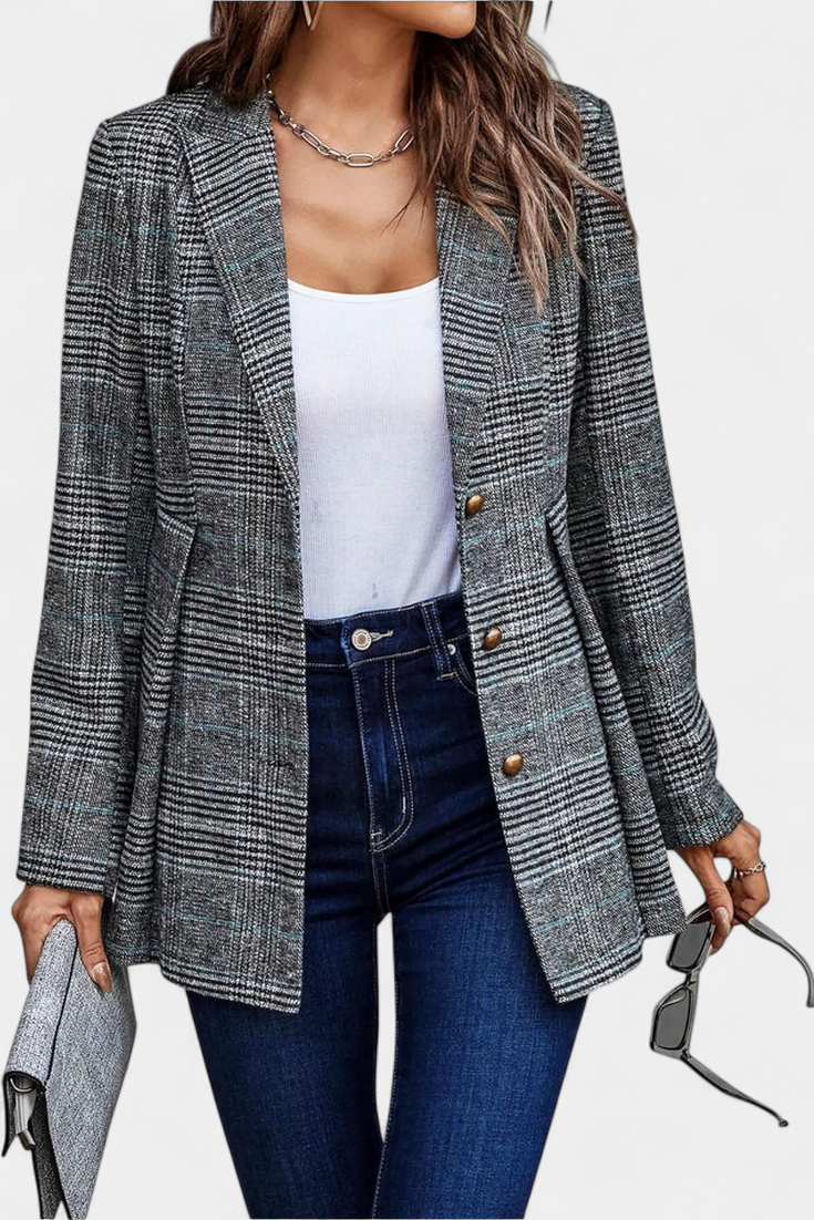 Kalani - Elegant versatile peplum plaid blazer