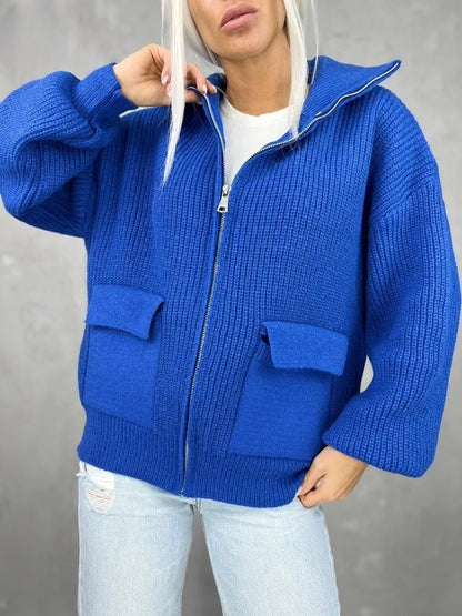 Romelia - Loose knitted warm zipper cardigan