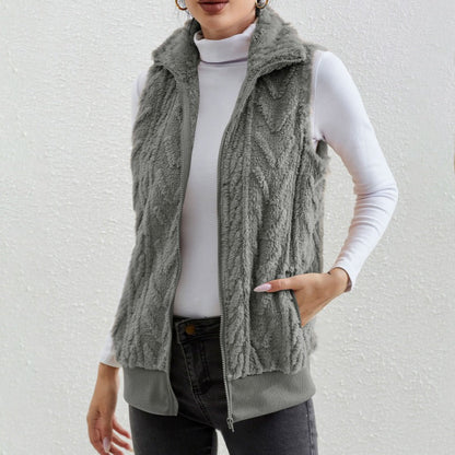 Kaisey - Casual sleeveless jacquard fleece gilet