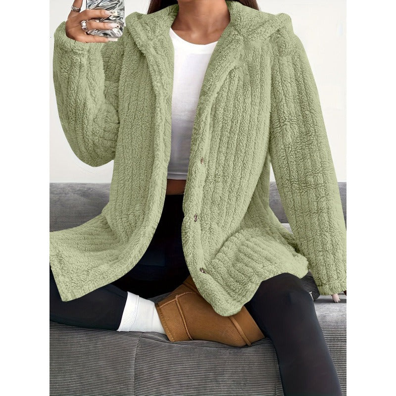 Lakisha - Elegant loose-fit hooded fleece jacket