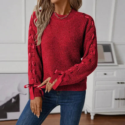Kaitlyn - Soft knit jumper with stylish lace-up sleeves
