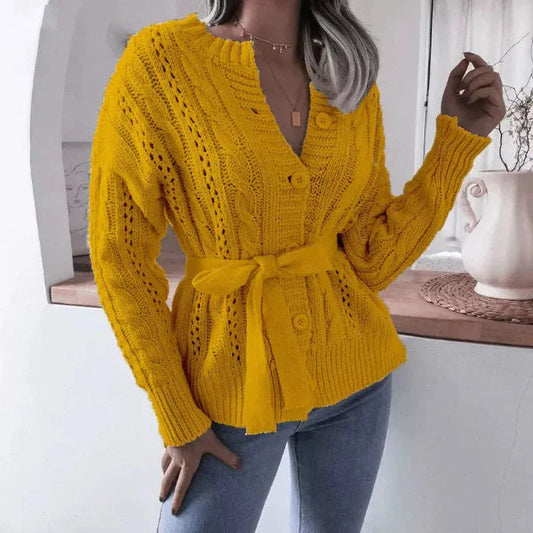 Ranna - Versatile Cable Knit Cardigan with Belt