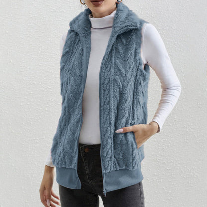 Kaisey - Casual sleeveless jacquard fleece gilet