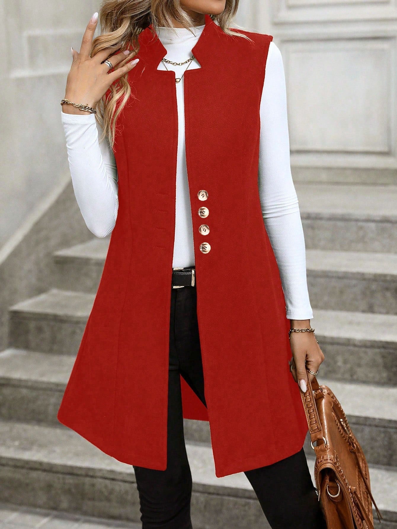 Hallie - Long sleeveless casual vest
