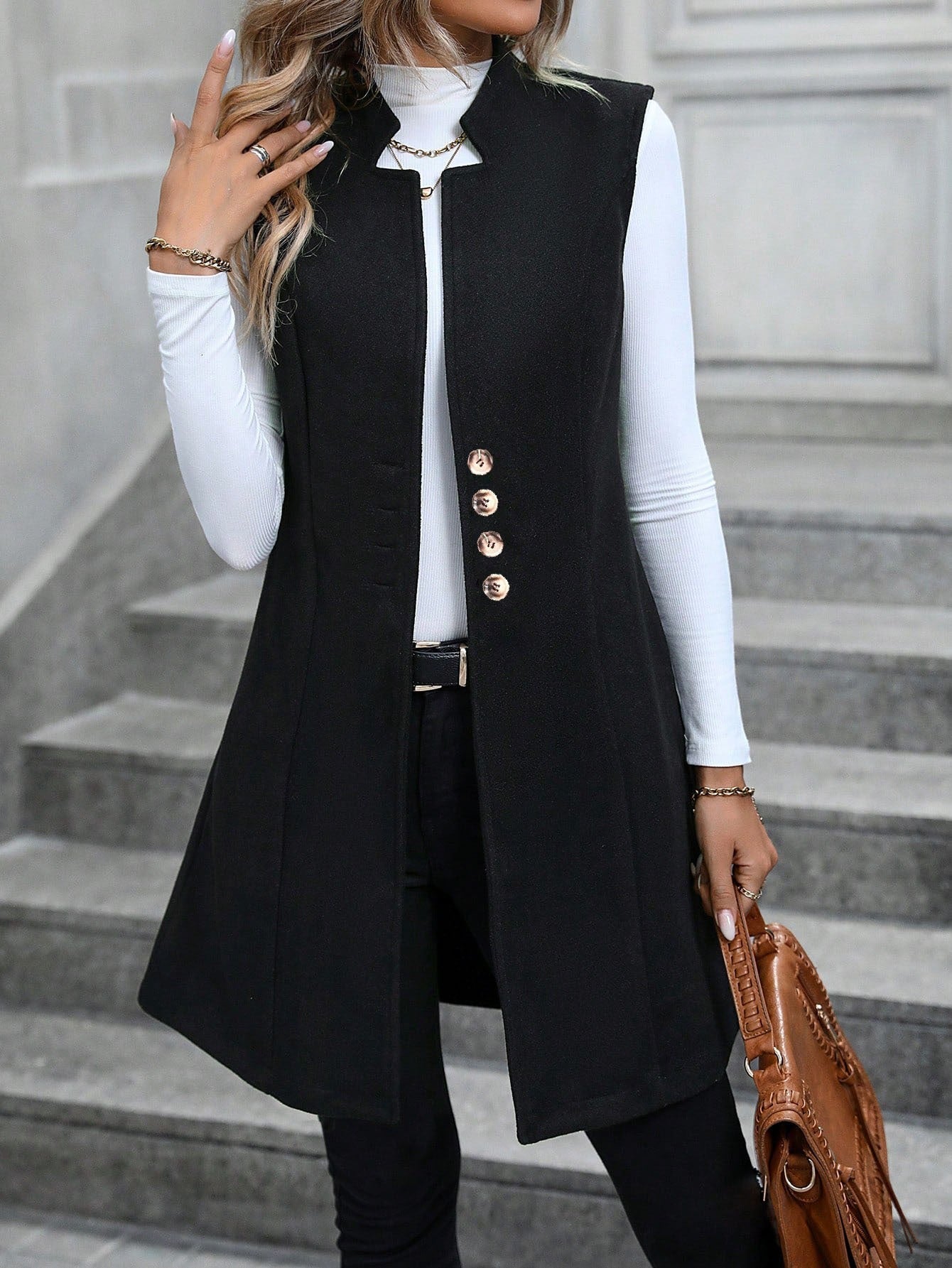 Hallie - Long sleeveless casual vest