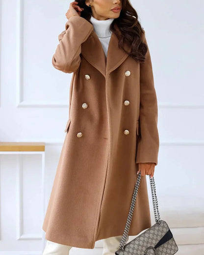 Pinky - Elegant warm long trench coat