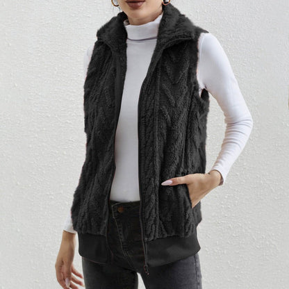 Kaisey - Casual sleeveless jacquard fleece gilet