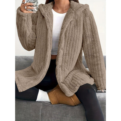 Lakisha - Elegant loose-fit hooded fleece jacket