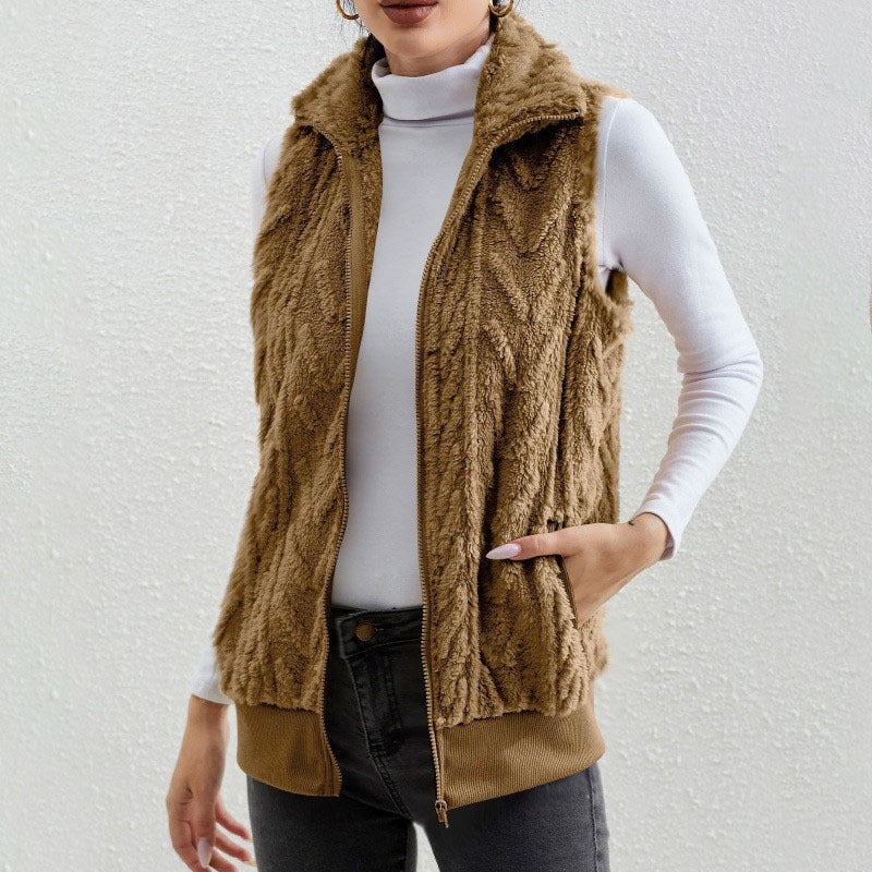 Kaisey - Casual sleeveless jacquard fleece gilet
