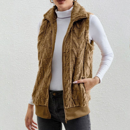 Kaisey - Casual sleeveless jacquard fleece gilet