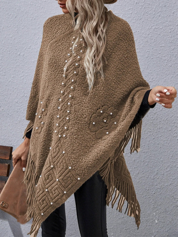Quincy - Elegant Loose Poncho Sweater with Batwing Sleeves