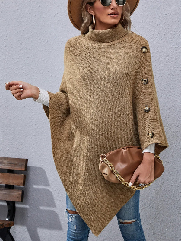 Wilma - Elegant Oversized Knit Turtleneck Sweater with Batwing Sleeves
