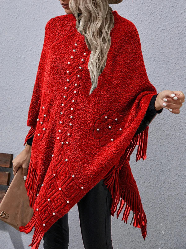 Quincy - Elegant Loose Poncho Sweater with Batwing Sleeves