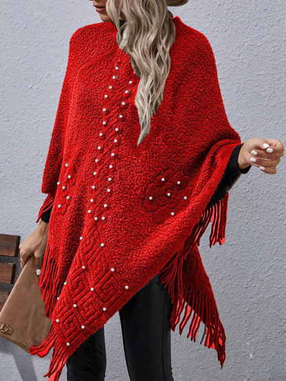 Quincy - Elegant Loose Poncho Sweater with Batwing Sleeves