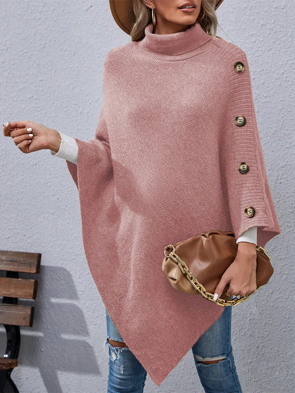 Wilma - Elegant Oversized Knit Turtleneck Sweater with Batwing Sleeves