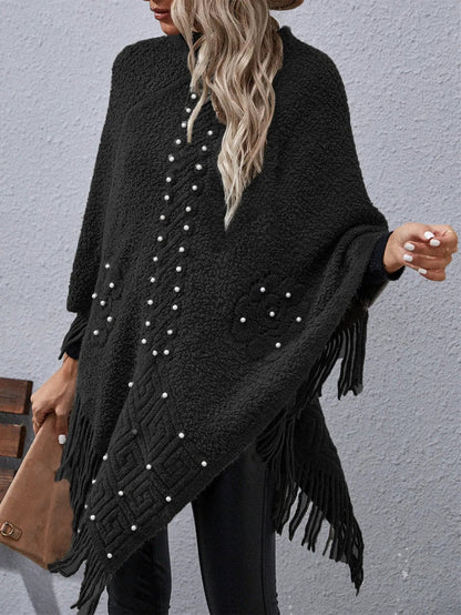 Quincy - Elegant Loose Poncho Sweater with Batwing Sleeves