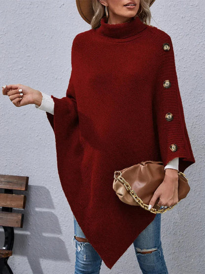 Wilma - Elegant Oversized Knit Turtleneck Sweater with Batwing Sleeves