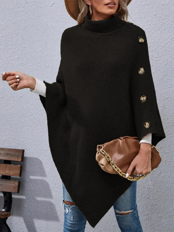 Wilma - Elegant Oversized Knit Turtleneck Sweater with Batwing Sleeves