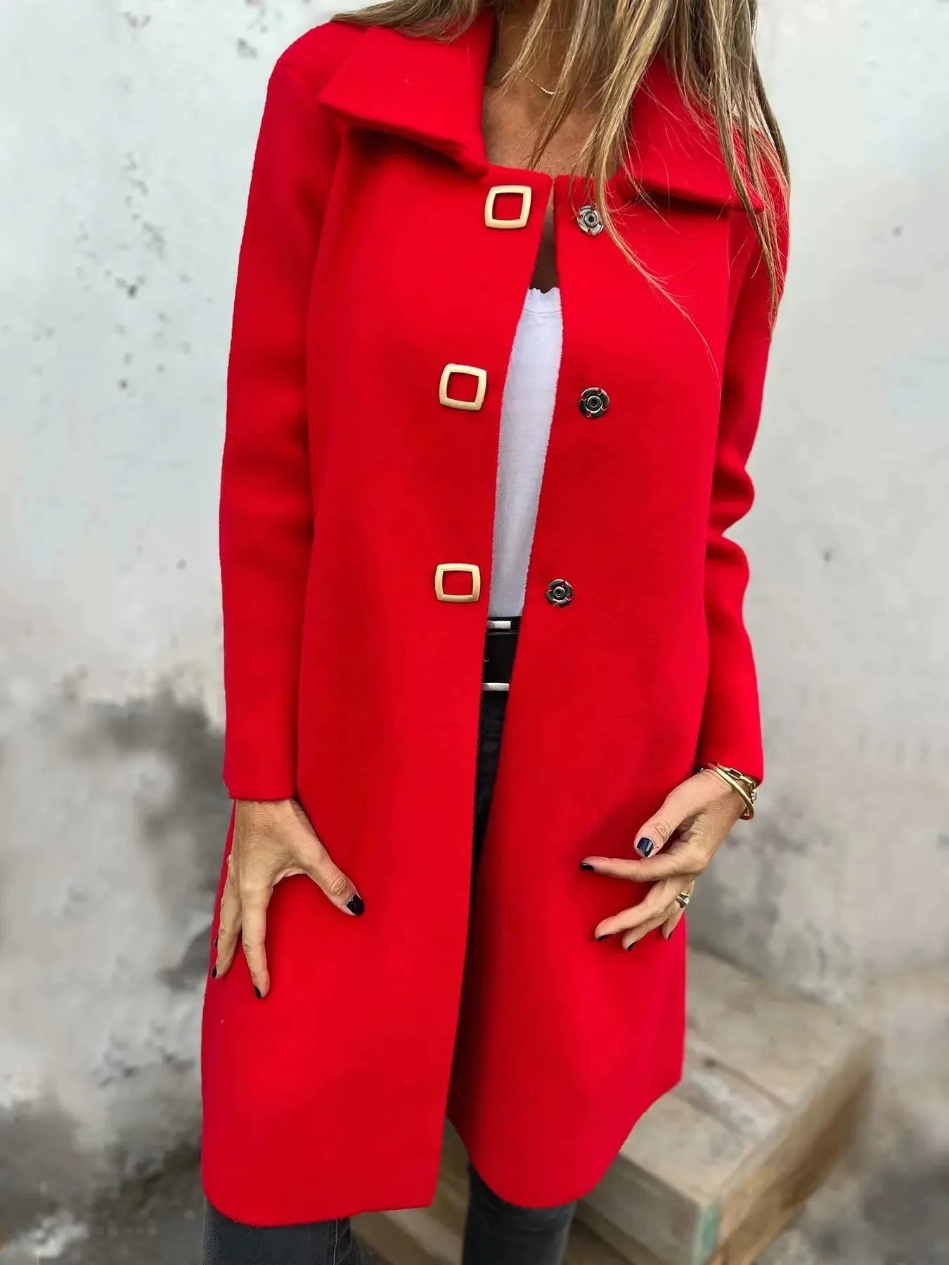 Larissa - Elegant mid-length lapel coat