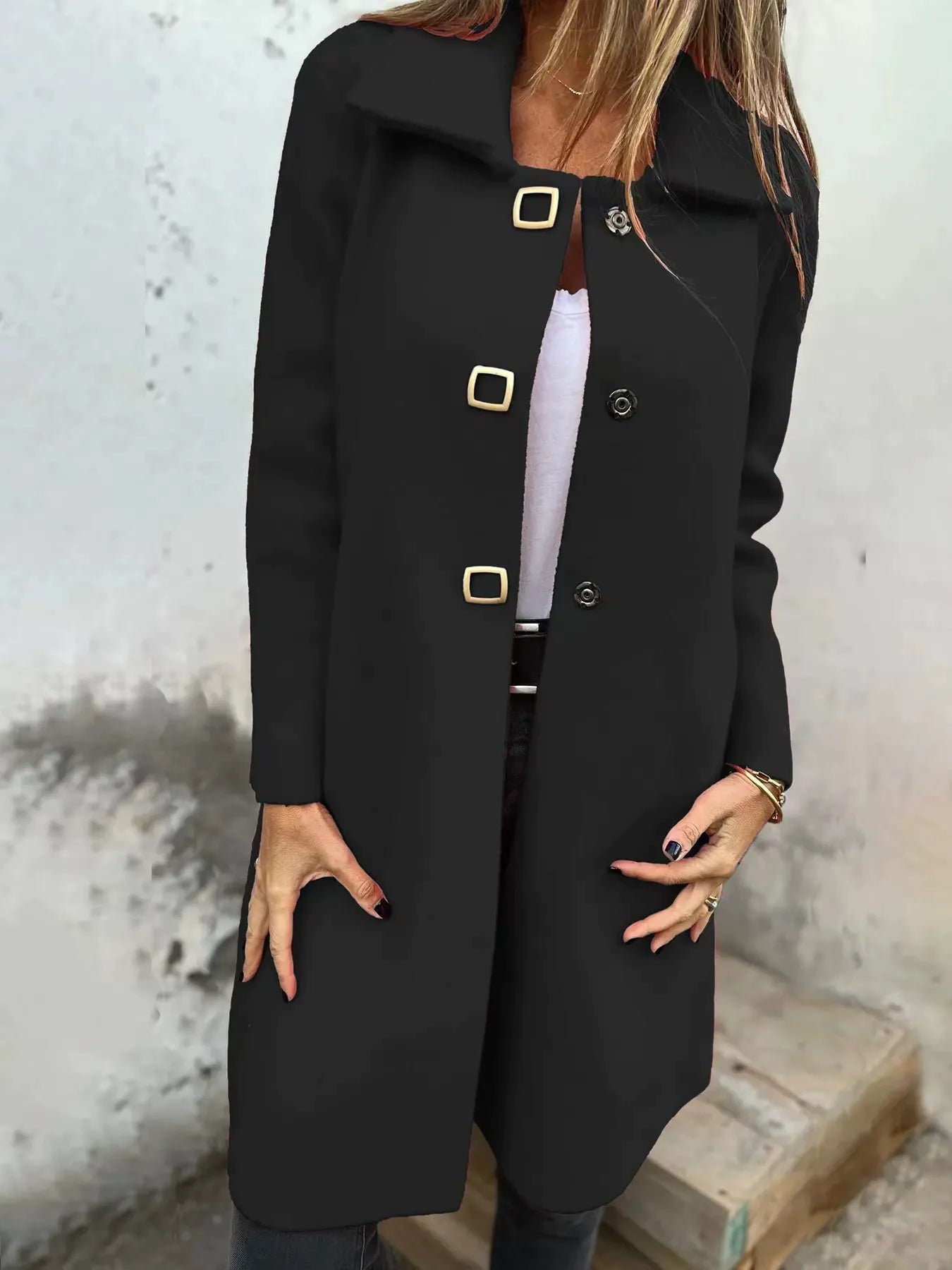 Larissa - Elegant mid-length lapel coat