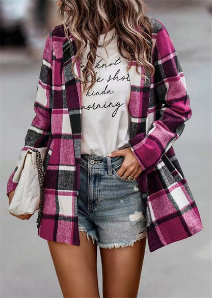 Janina - Loose fit checked cardigan coat