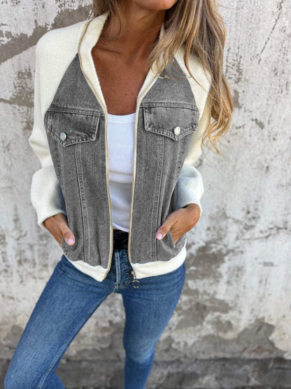 Zuzanna - Elegant zip-up denim jacket