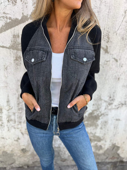 Zuzanna - Elegant zip-up denim jacket