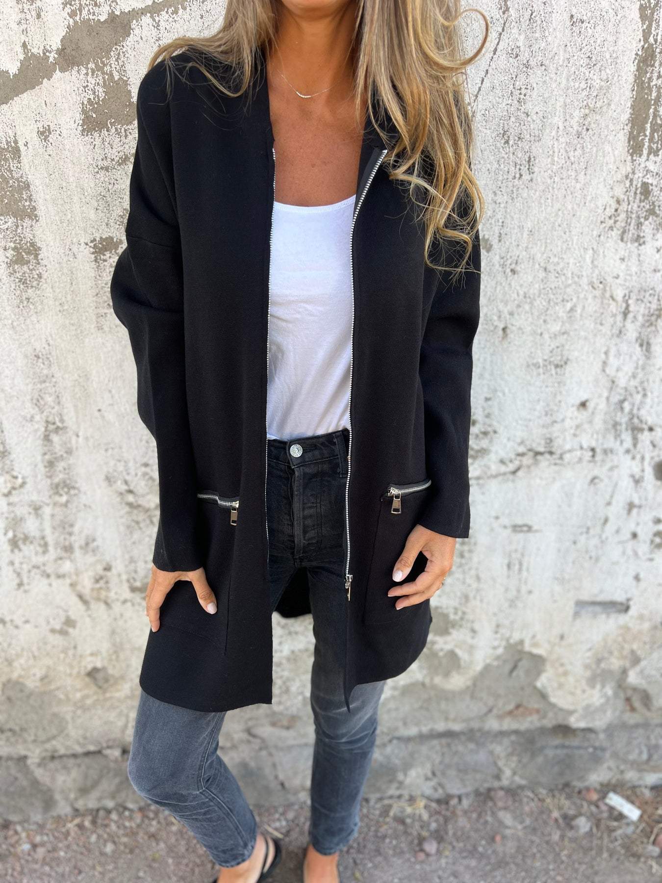 Luna | Women's Elegant Long Cardigan with Zip | Stylish, Comfortable & Versatile