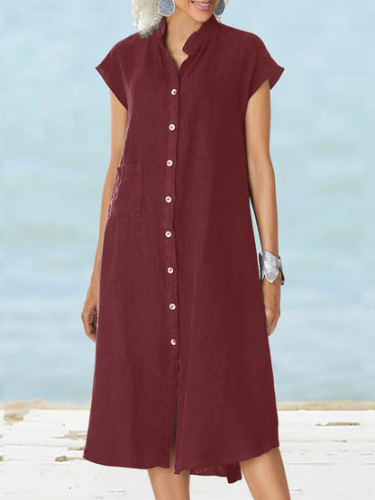 Dhalia - Casual short-sleeve buttoned midi dress