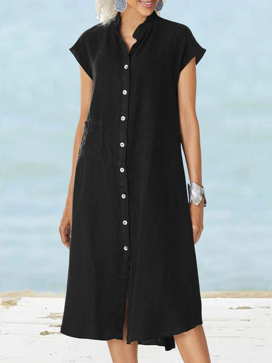 Dhalia - Casual short-sleeve buttoned midi dress