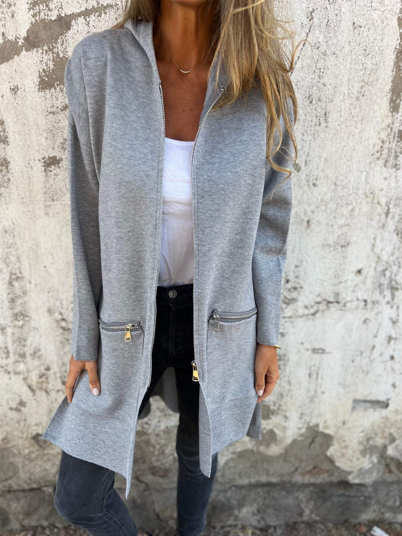 Luna | Women's Elegant Long Cardigan with Zip | Stylish, Comfortable & Versatile