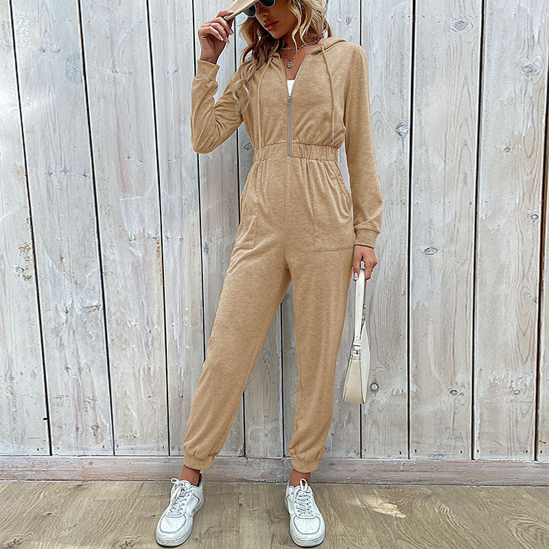 Veronique - Casual long-sleeve jumpsuit with zip and hood