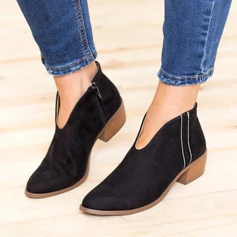 Fiona's Charm | Chic V-Cut Ankle Boots for Women | Trendy, Comfortable, Durable