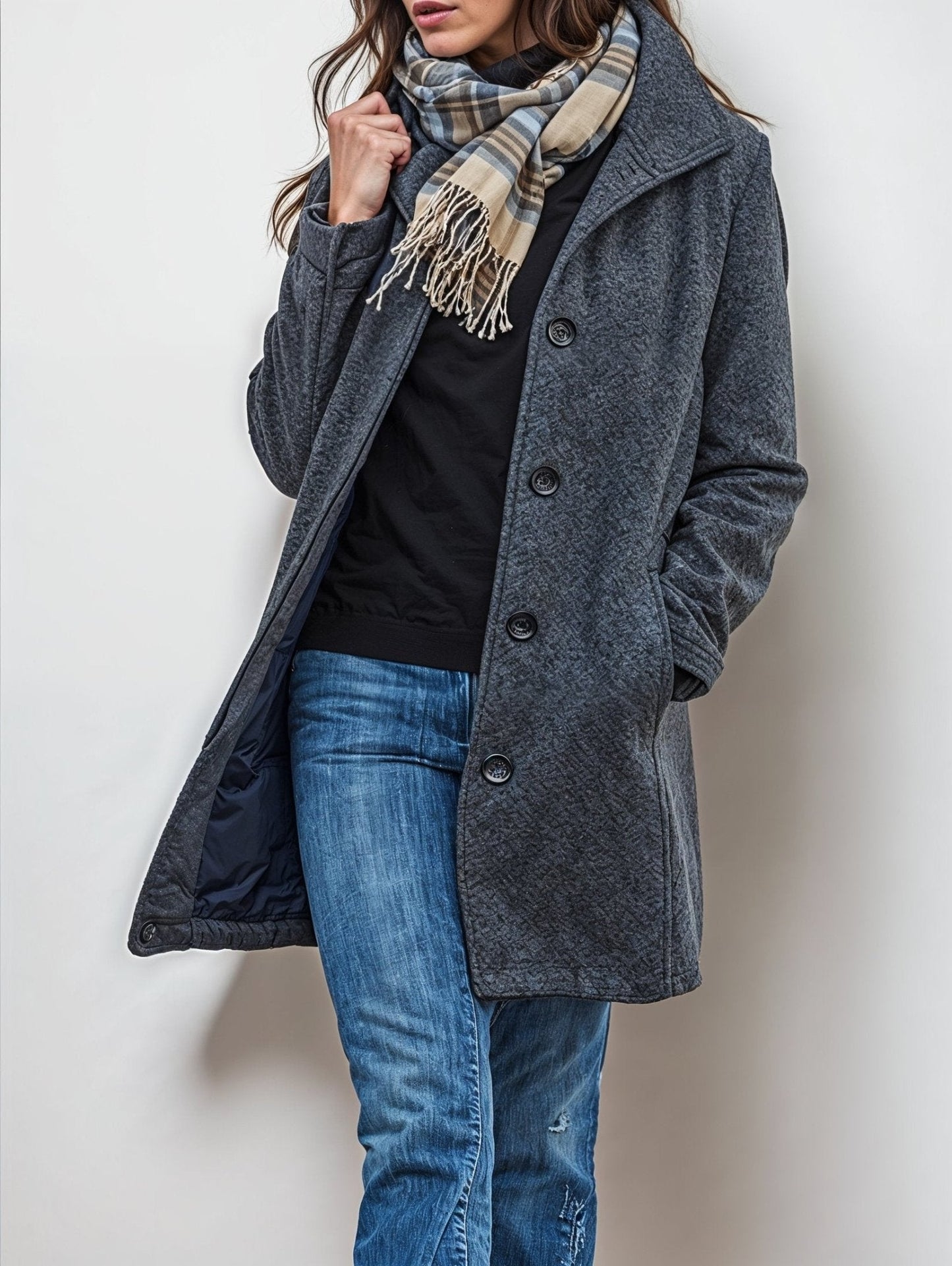 Yakira - Elegant button long warm coat